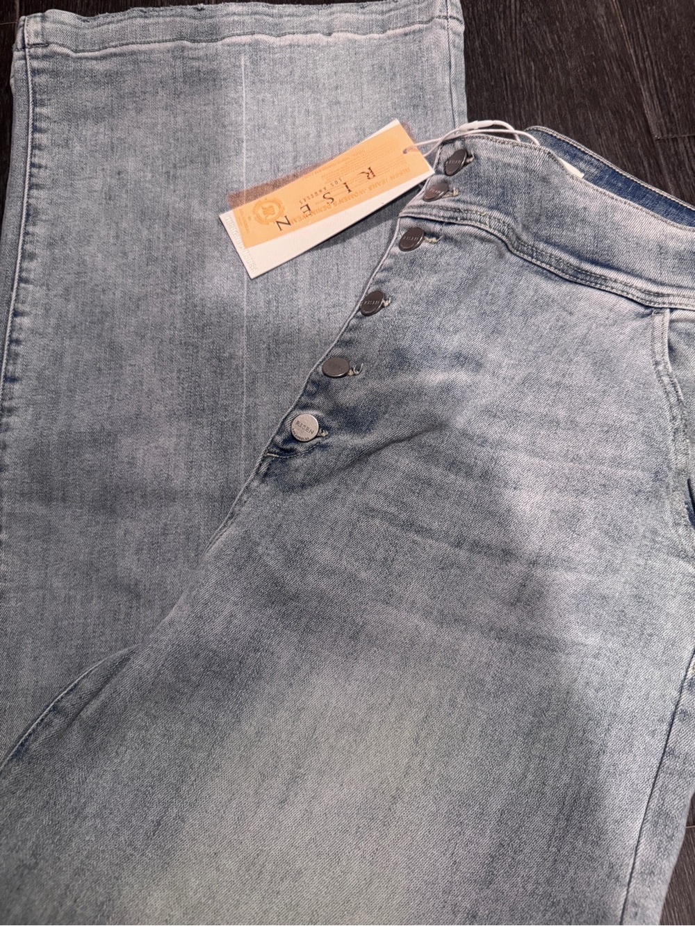 High-Rise Light Wash Women’s Jeans with Button Fly
